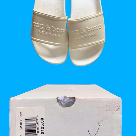 RAG & BONE POOL SLIDES WOMEN COLOR OFF WHITE SIZE 7 - Picture 5 of 6